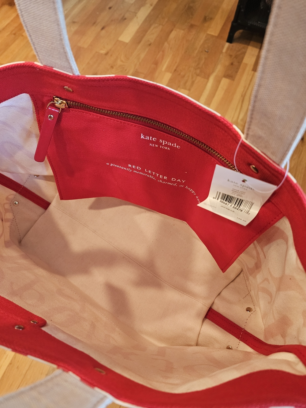 kate spade Red and Cream Alphabet Canvas Tote - Picture 6 of 9